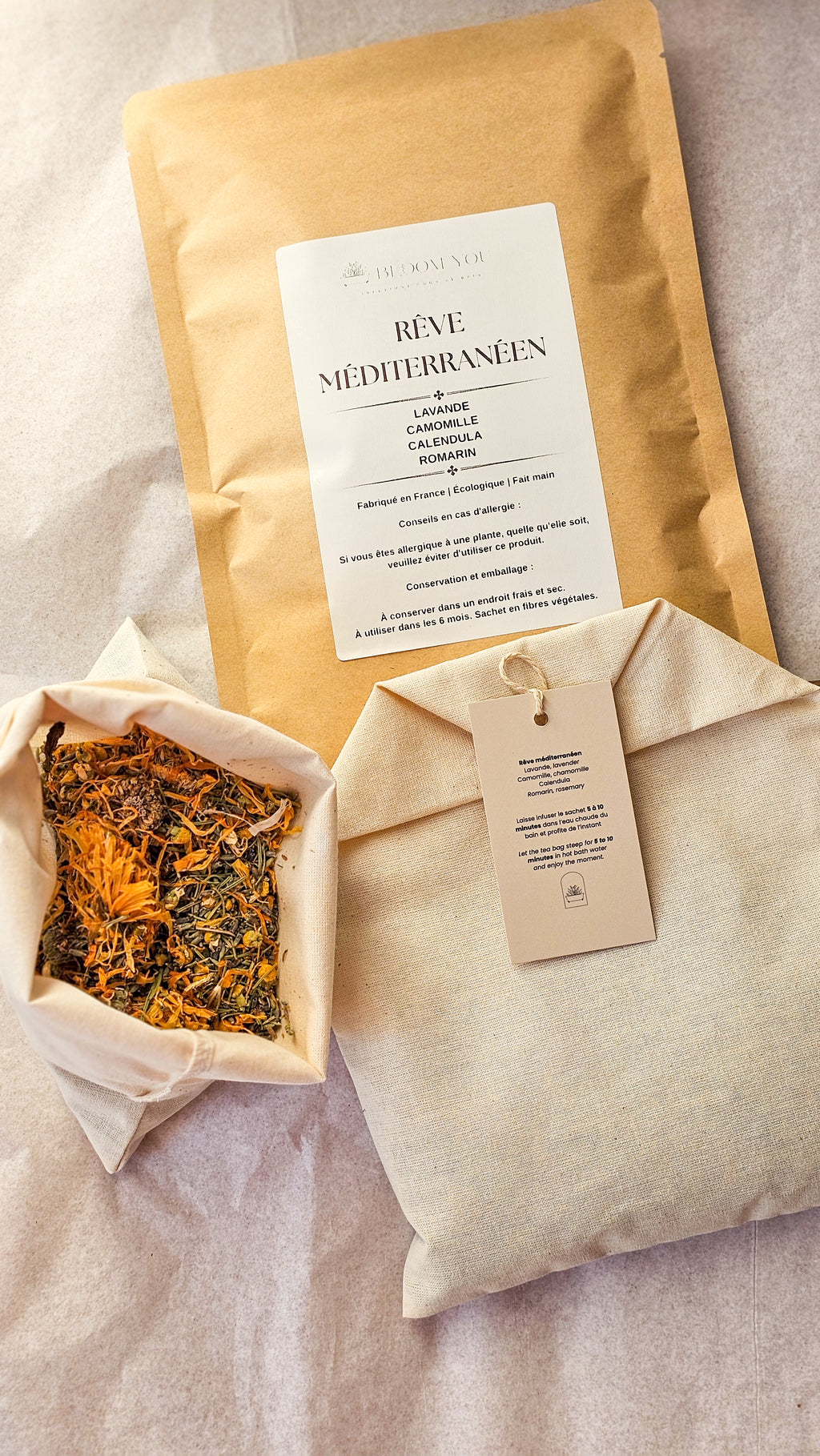 Coffret Bain Bio Relaxation – 3 sachets achetés, le 4ème offert | Plantes et fleurs naturelles