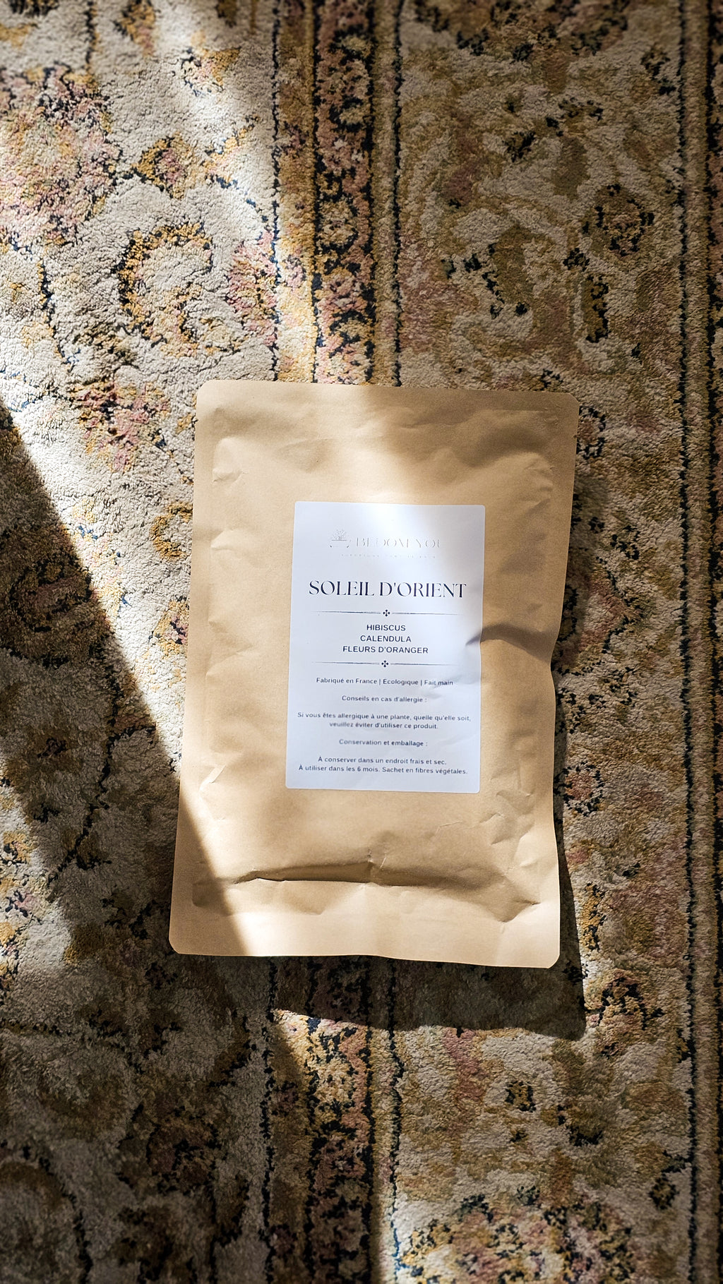 Soleil d’Orient – Sachet de thé géant pour le bain bio relaxant à l’hibiscus, fleur d’oranger et calendula